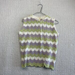 VTG Y2K Carlyle Sleevless Knit Top Multicolored Pastel Retro Revival Wom Read